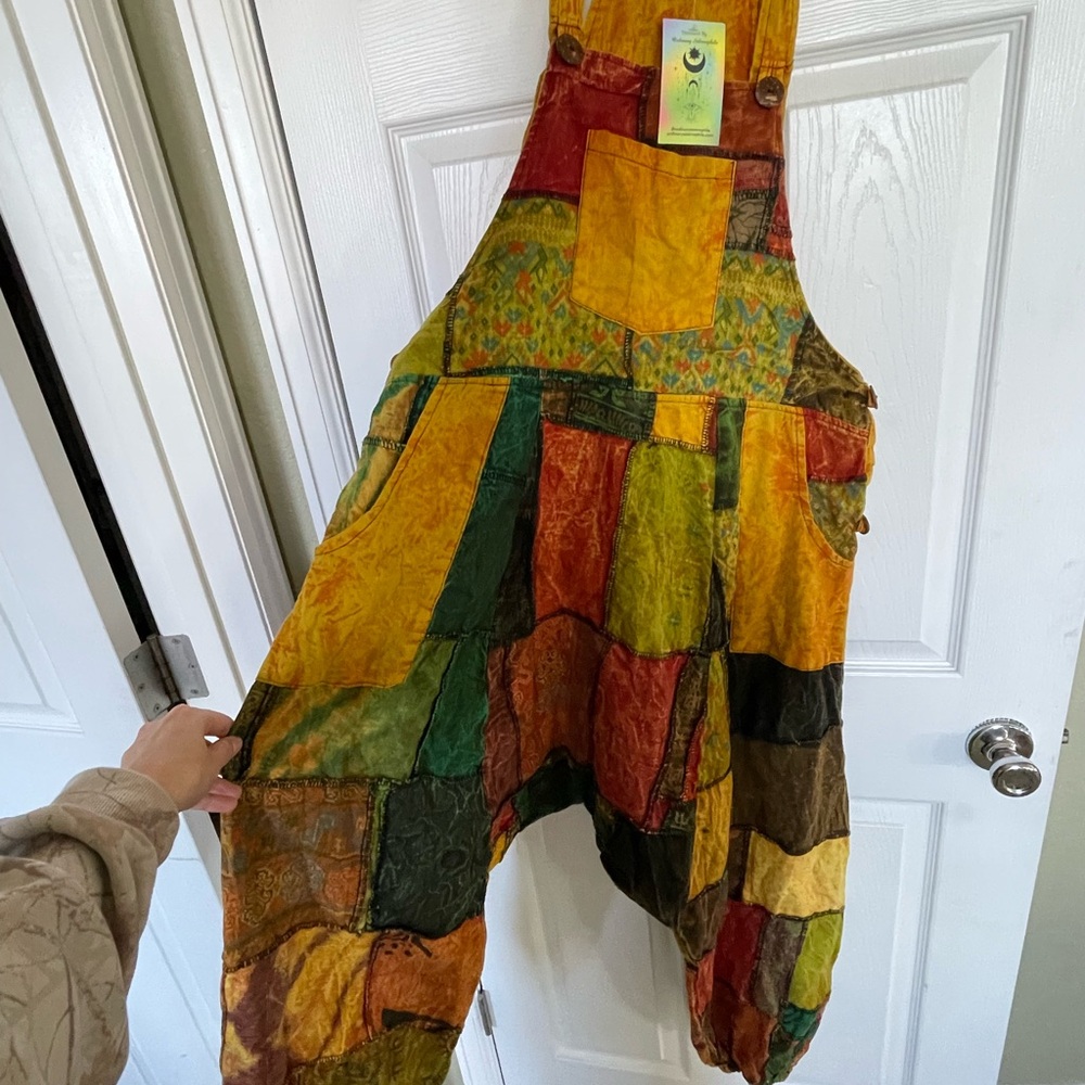 NWT Ordinary Selenophile Colorful Patchwork Overalls